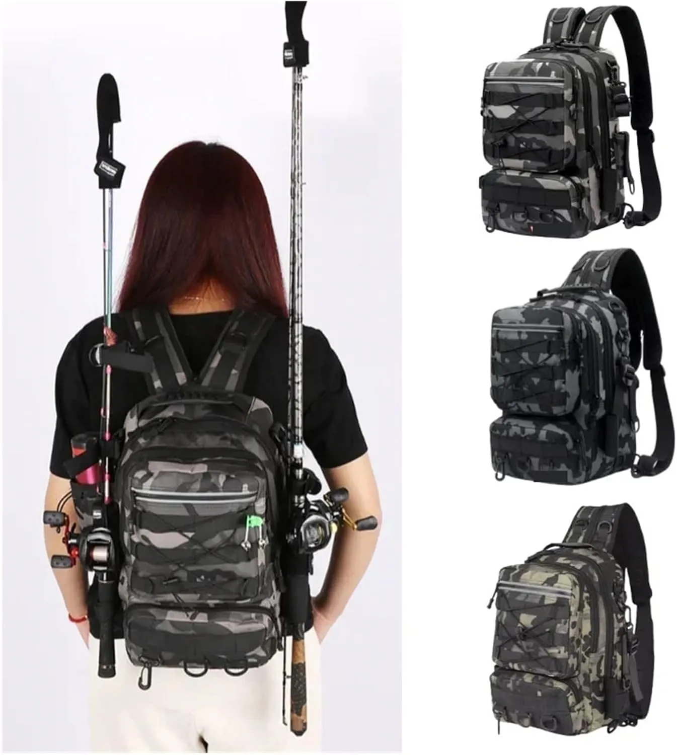 Nylon Waterproof Outdoor Rucksacks Sports Camping Hiking Trekking Fishing Hunting Bag(Gray)