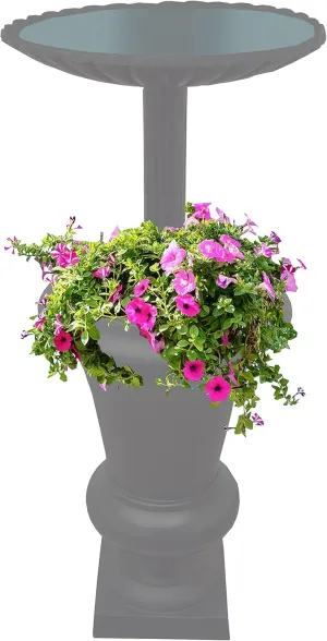 Oakland Living Ornate Round Cast Aluminum Metal 40-in Grey Bird Bath and Planter Vase Combo