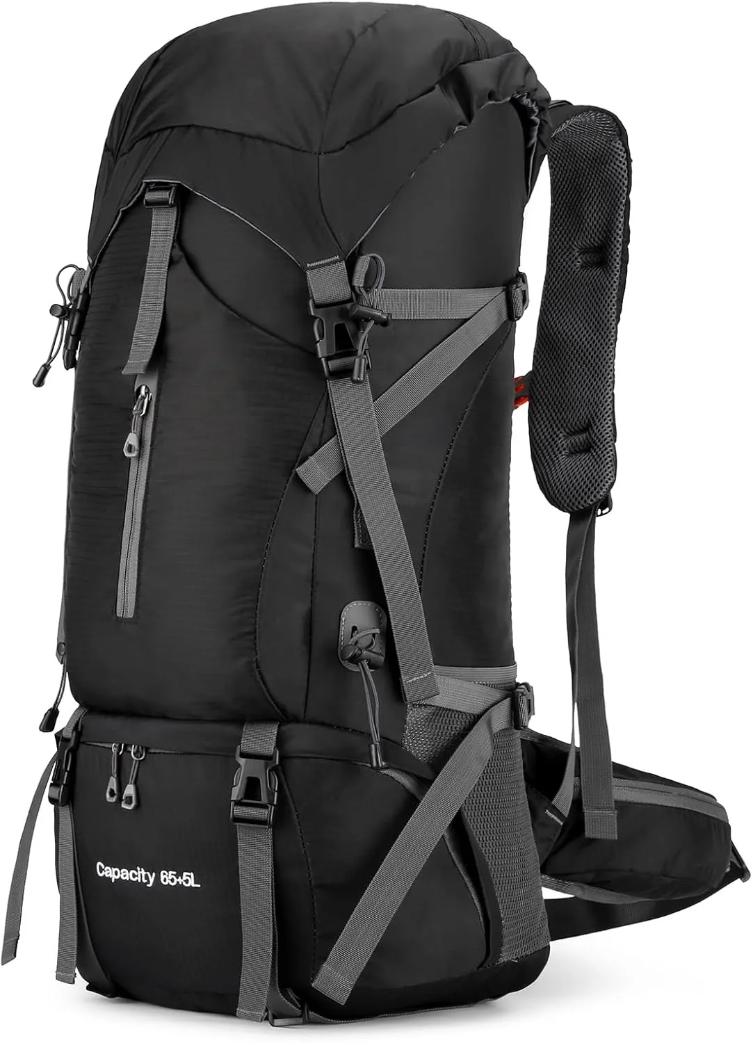 OKYUK 70L Hiking Backpack, Camping Hiking Back Pack, Water Resistant Lightweight Mountain Climbing Bag, Outdoor Camping Sport Daypack with Rain Cover, for Travel, Touring, Cycling (Black, 70L)