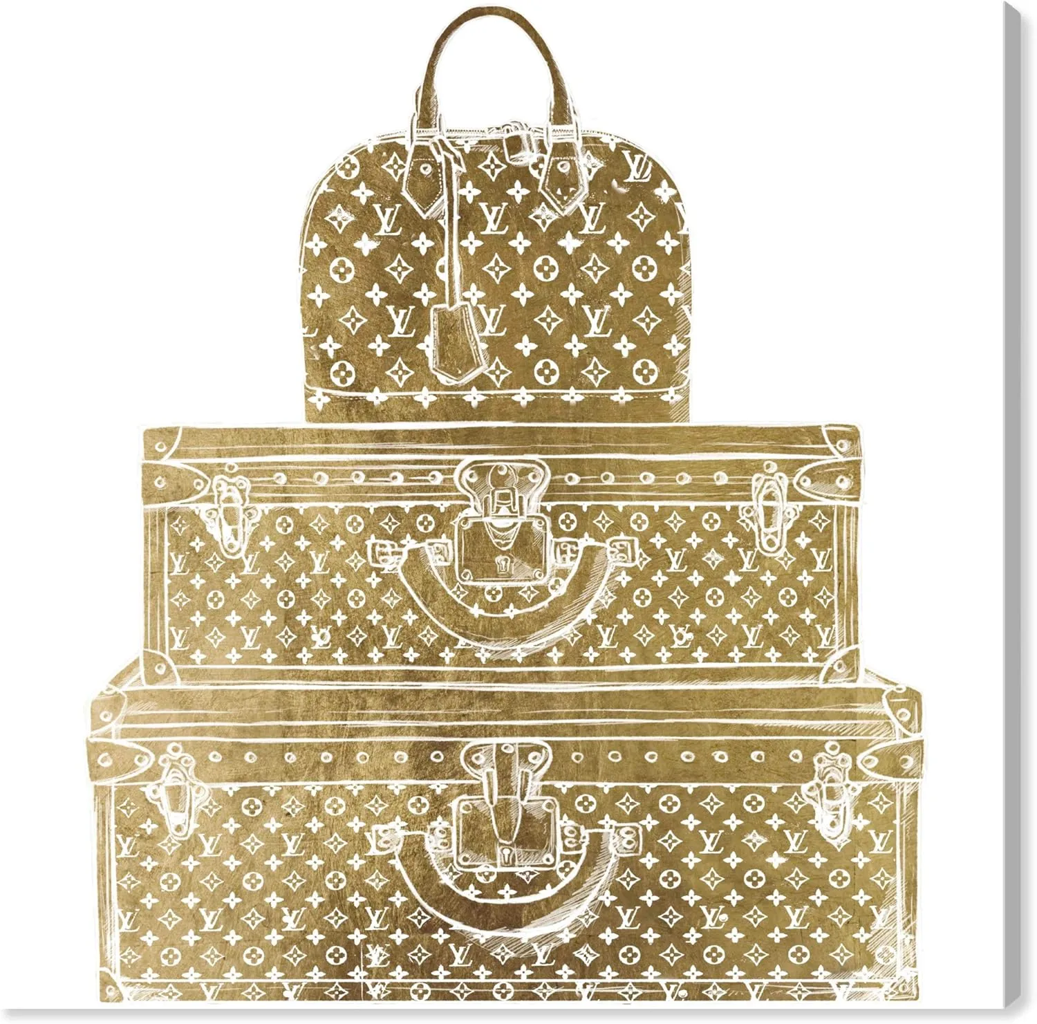 Oliver Gal Royal Bag and Luggage Gold Diecut, 40" x 40", Canvas