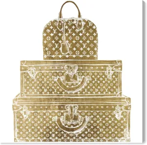 Oliver Gal Royal Bag and Luggage Gold Diecut, 40" x 40", Canvas