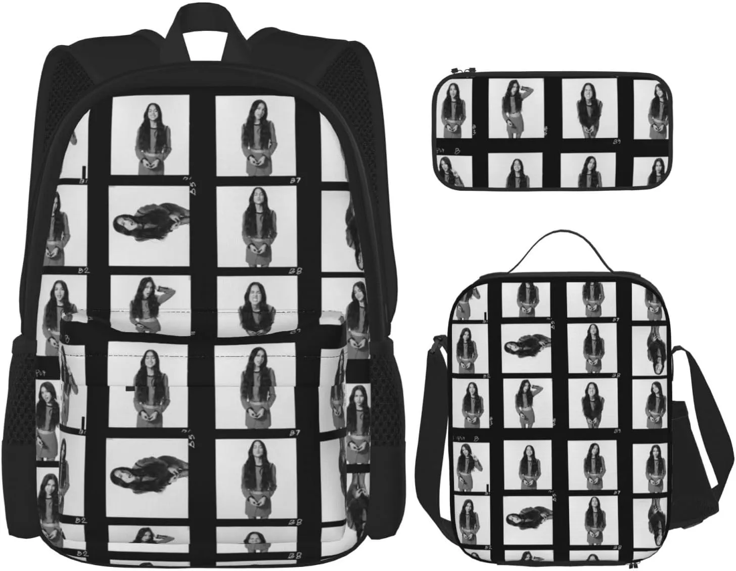 Olivia Songwriter Actress Rodrigo Backpack 3 Pieces Set With Lunch Box And Pencil Case Combination for Work/Sport/Picnic Stylish Laptop Backpack Travel Daypack Stationery Bag