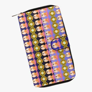 Ombre Blue Fengshui Buddha & Bagua Long Flap Wallet