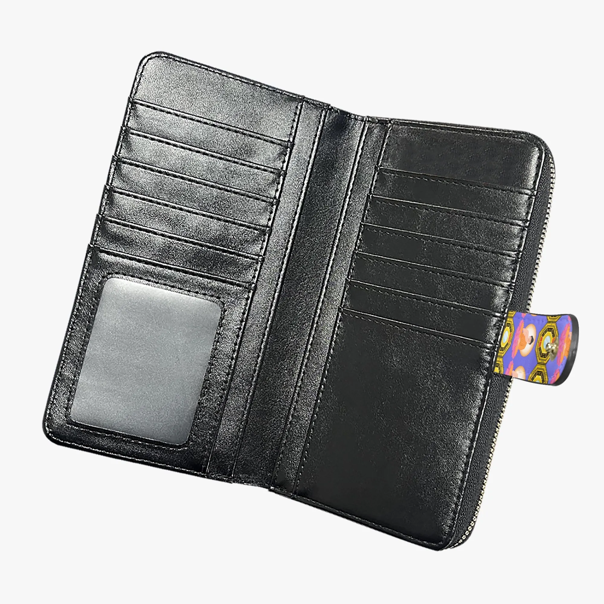 Ombre Blue Fengshui Buddha & Bagua Long Flap Wallet