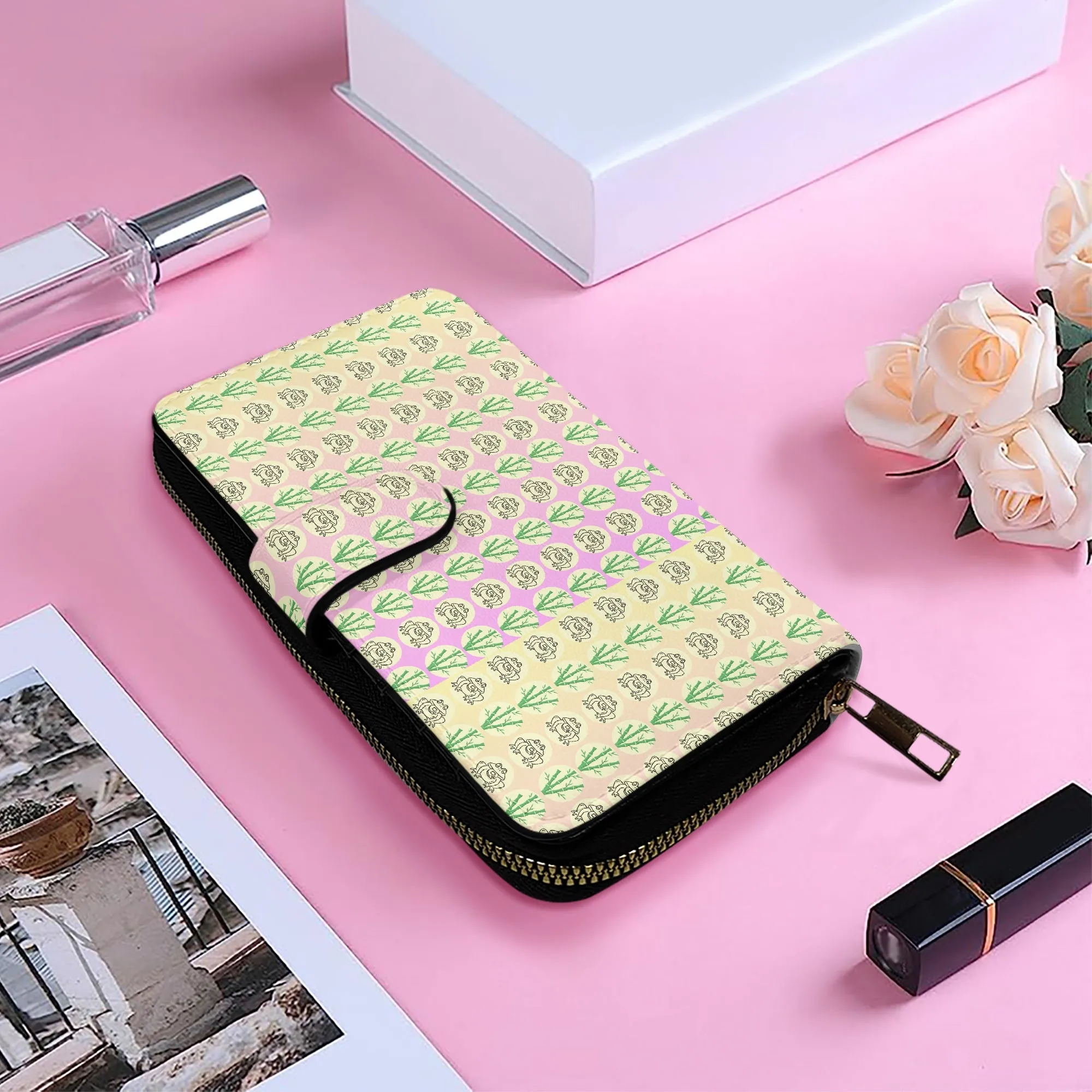 Ombre Blush Fengshui Money Frog Long Flap Wallet