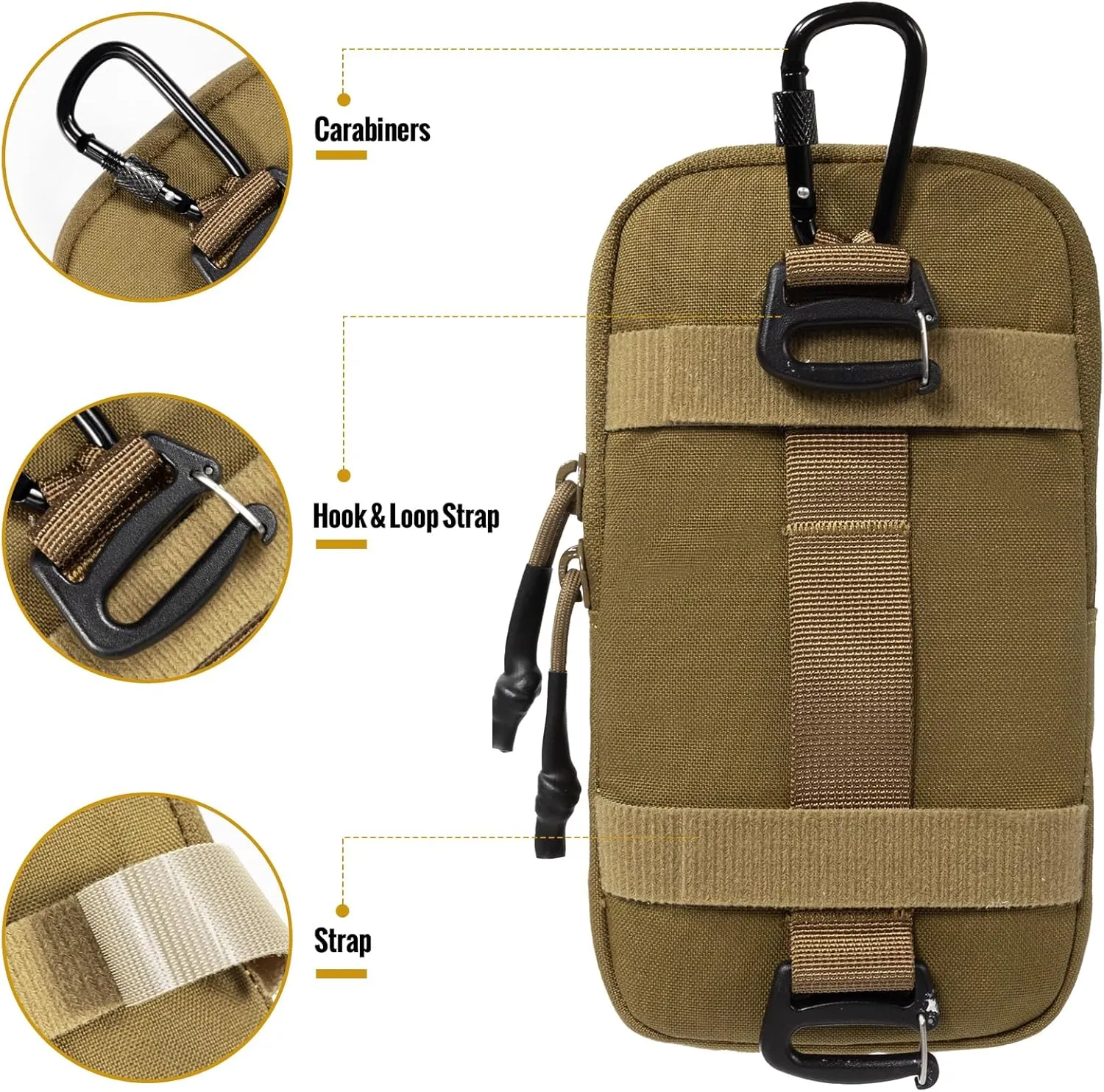 OneTigris Cell Phone Holster - Phone Belt Holder Molle Phone Pouch for Belt with Loop, Holds 4.7"-6.5" Phones in Black