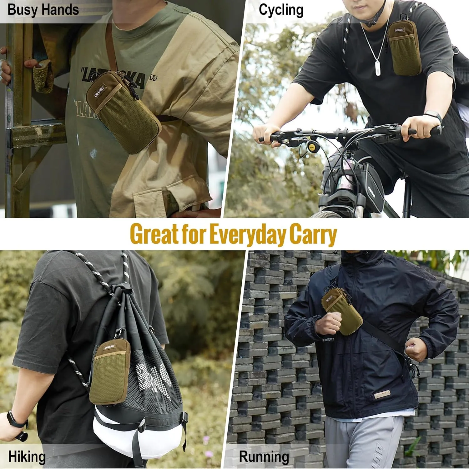 OneTigris Cell Phone Holster - Phone Belt Holder Molle Phone Pouch for Belt with Loop, Holds 4.7"-6.5" Phones in Black