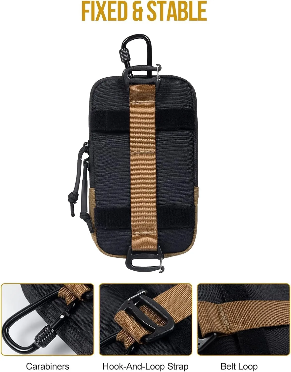 OneTigris Cell Phone Holster - Phone Belt Holder Molle Phone Pouch for Belt with Loop, Holds 4.7"-6.5" Phones in Black