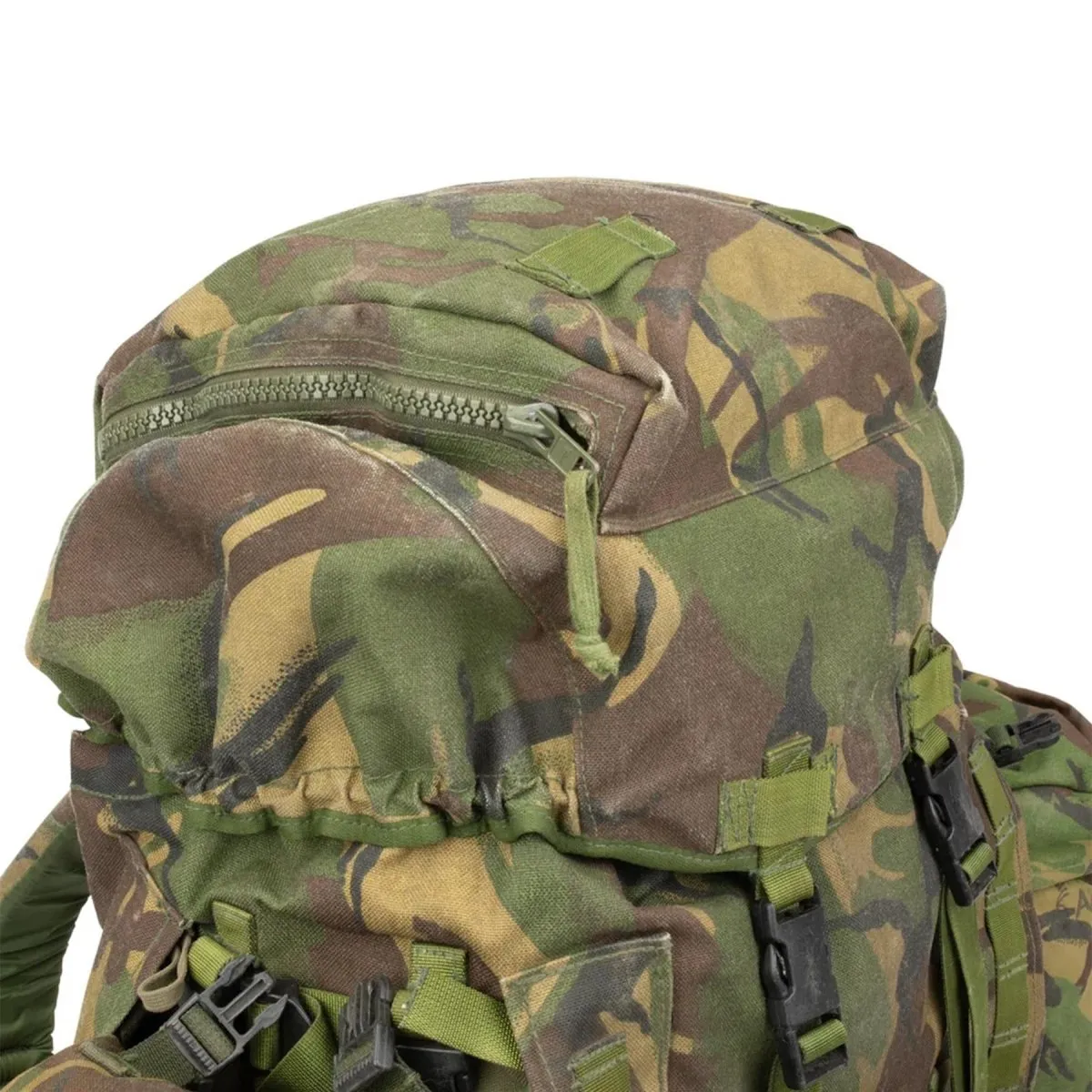 Original British Military tactical backpack woodland camo 90 liters side pockets