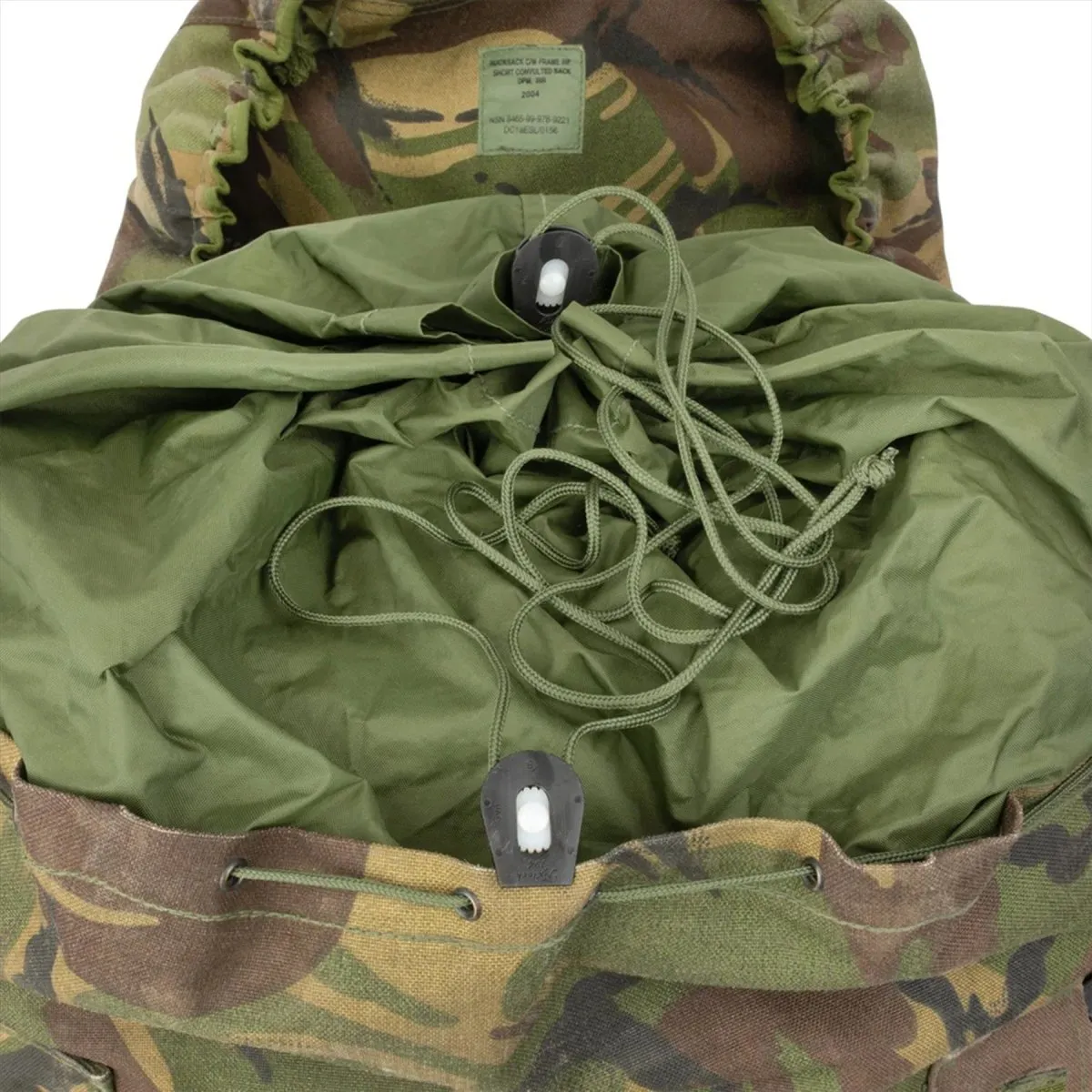 Original British Military tactical backpack woodland camo 90 liters side pockets