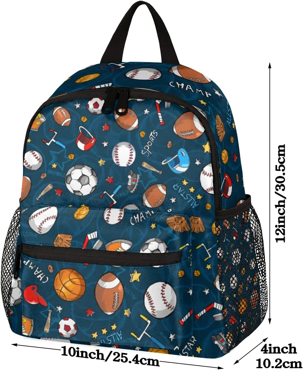 OSAM SPACE Sports Ball Backpack for Boy Basketball Football Small Backpack 12 Inche for Kids,Toddler Backpack with Chest Strap