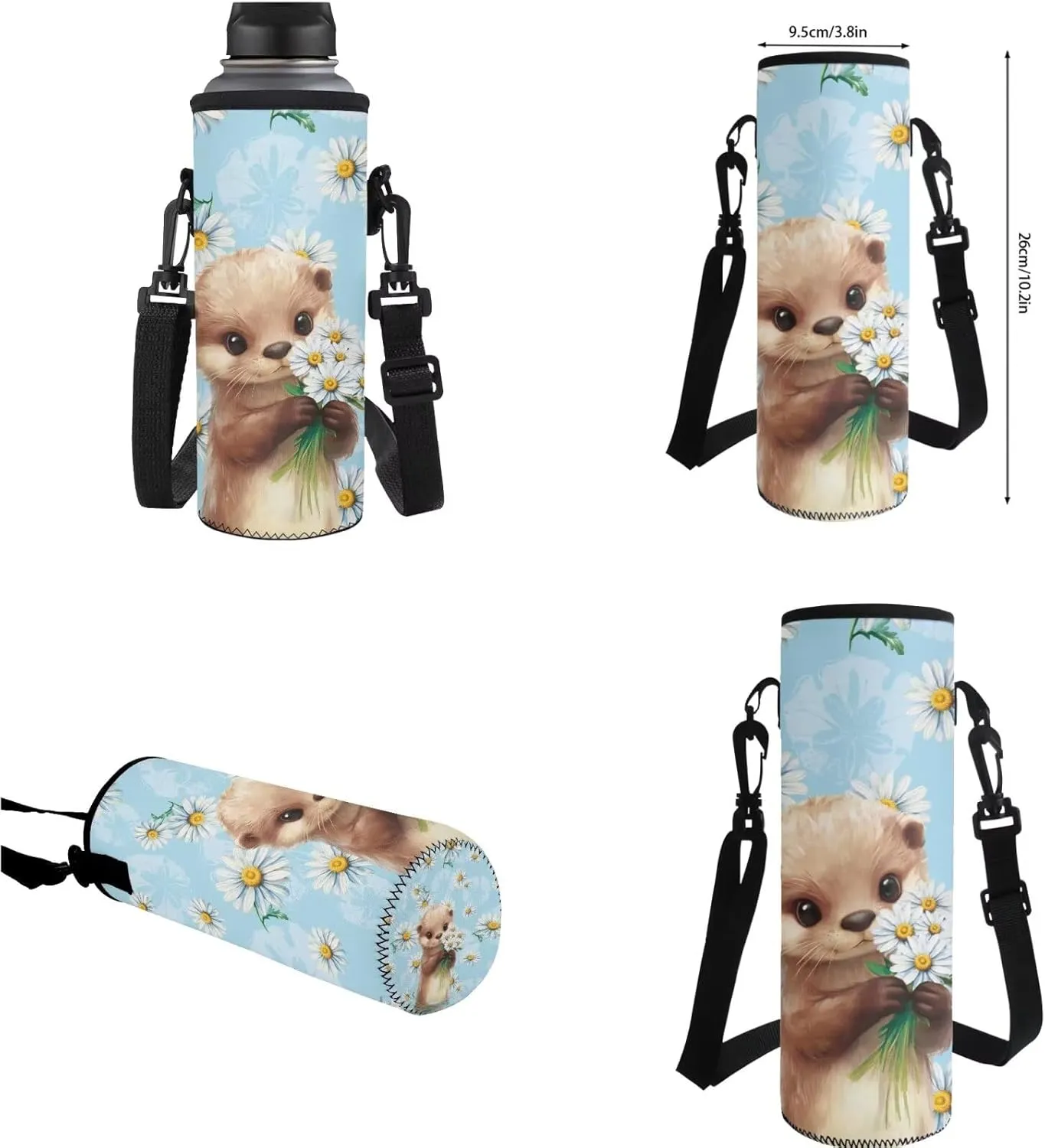 Otter Backpack for Girls 4 Piece Backpack Set with Lunch Box Pencil Box Water Bottle 17inch Kids 3rd 5th Grade Shoulder Bag Bookbag Daypack for Girls Comfort Easy to Clean