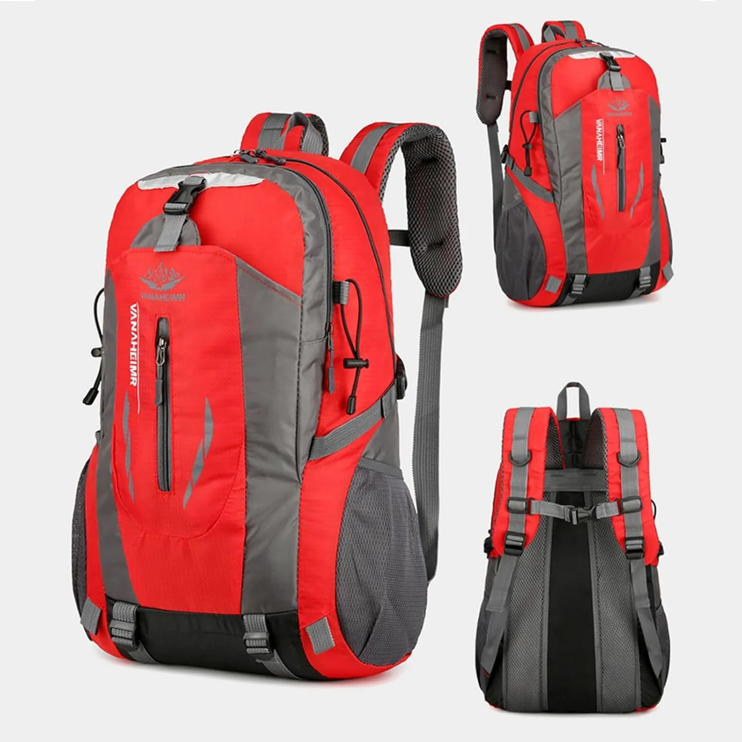 Outdoor backpack, camping mountaineering bag, hiking waterproof, backpack, men's leisure travel sports backpack (Color : Red)