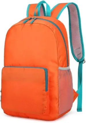 Outdoor Backpack Foldable Lightweight Hiking Daypack Large Capacity Travel Cycling Pack for Trekking Camping Trips (Orange)
