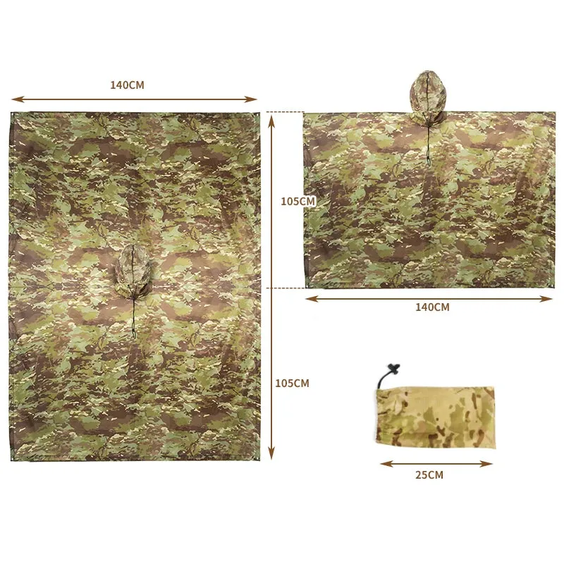 Outdoor Camping Poncho - Military Camouflage Tactical Raincoat