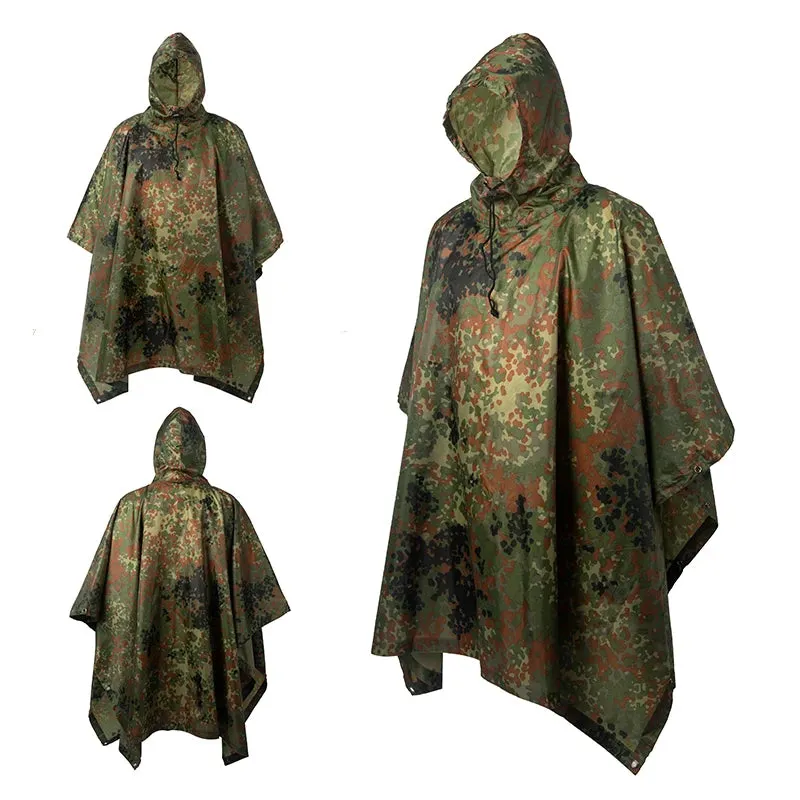 Outdoor Camping Poncho - Military Camouflage Tactical Raincoat