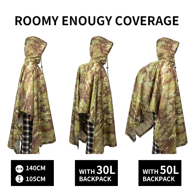 Outdoor Camping Poncho - Military Camouflage Tactical Raincoat