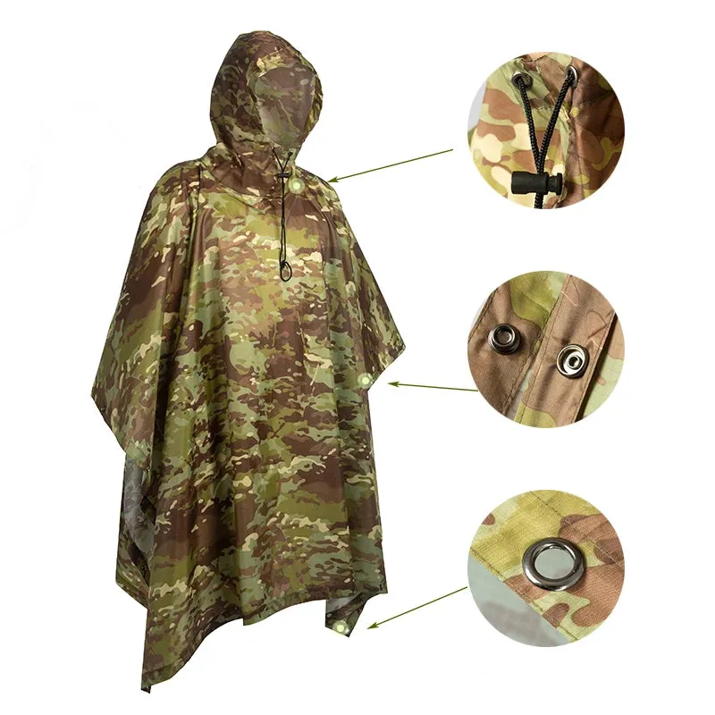 Outdoor Camping Poncho - Military Camouflage Tactical Raincoat