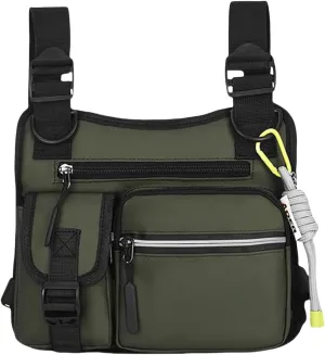 Outdoor Chest Bag for Men, Adjustable Zipper Multi-functional Tactical Chest Bag, for Outdoor Hiking, Sport (Green)