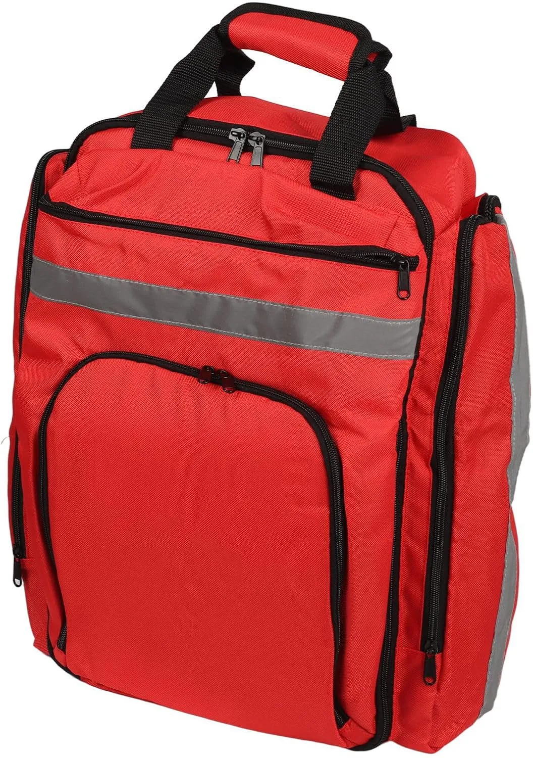 Outdoor Emergency Bag, 600DPU Oxford Cloth Reflective Stripe First Responder Backpack with Adjustable Shoulder Straps, Trauma Backpack Empty for Camping, Hiking, Car