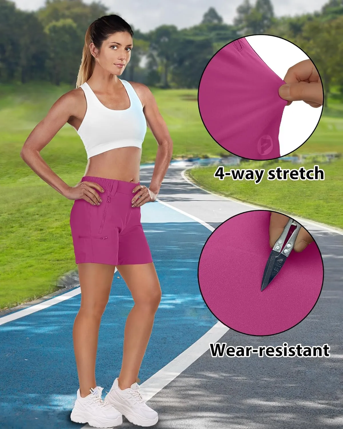 Outdoor Ventures Women's Hiking Shorts Stretch Lightweight Golf Shorts Quick Dry UPF 50  5 inch Cargo Short for Camping