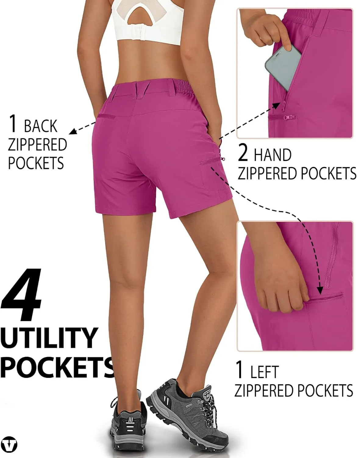 Outdoor Ventures Women's Hiking Shorts Stretch Lightweight Golf Shorts Quick Dry UPF 50  5 inch Cargo Short for Camping