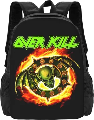 Overkill Band Backpack Large Capacity Leisure Travel Backpack Book Bag Outgoing Daypack 12.5x5.5x16.5 inch