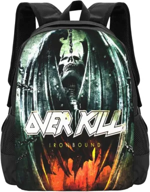 Overkill Band Backpack Large Capacity Leisure Travel Backpack Book Bag Outgoing Daypack 12.5x5.5x16.5 inch