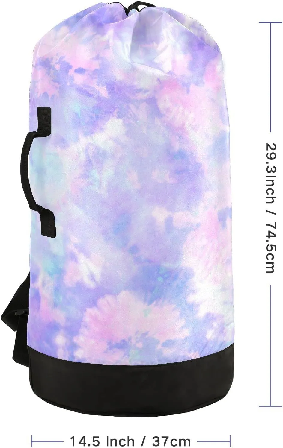 Oyihfvs Abstract Floral Pastel Purple Pink Tie Dye Print Backpack Laundry Bag, Laundry Backpack with Shoulder Straps, Waterproof Nylon Clothes Hamper Bag for Men Women Yoga Backpack