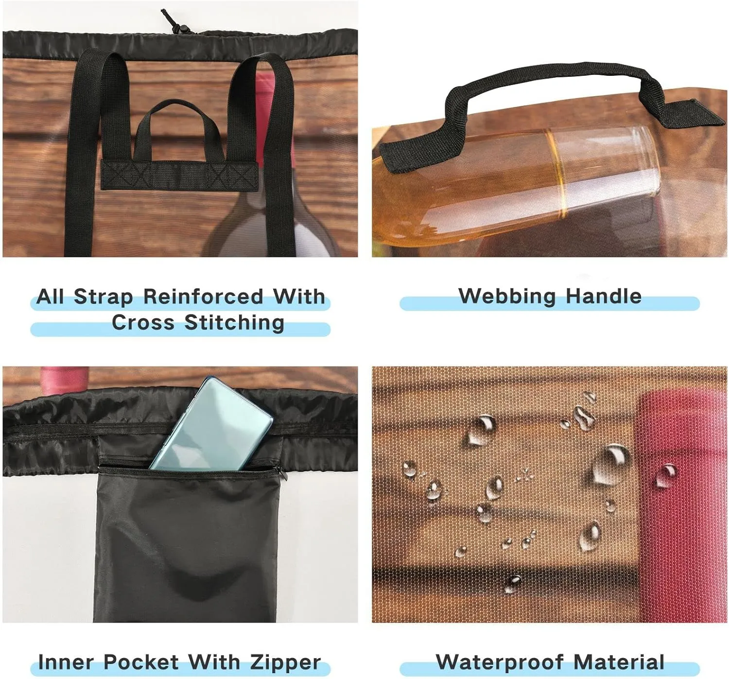 Oyihfvs Cheese, Grapes and Wine Bottles Wines on Wooden Table Retro Style Backpack Laundry Bag, Laundry Backpack with Shoulder Straps, Waterproof Nylon Clothes Hamper Bag for Men Women Yoga Backpack