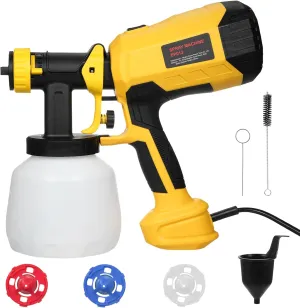 Paint Sprayer 600W High Power 3 Nozzles & 3 Patterns 1200ML Bottle Easy to Clean HVLP Spray Gun for Furniture Cabinets Fence Garden Chairs Walls DIY Works etc