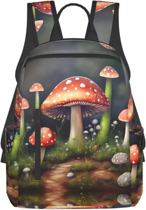 Painting Mushroom Print Lightweight Backpack, Travel Bookbag College Bag,Laptop Backpack For Men Women