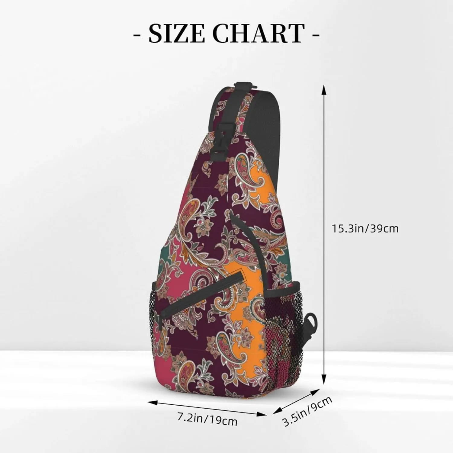 Paisley Sling Backpack Chest Bag Crossbody Shoulder Bag Gym Cycling Travel Hiking Daypack For Men Women