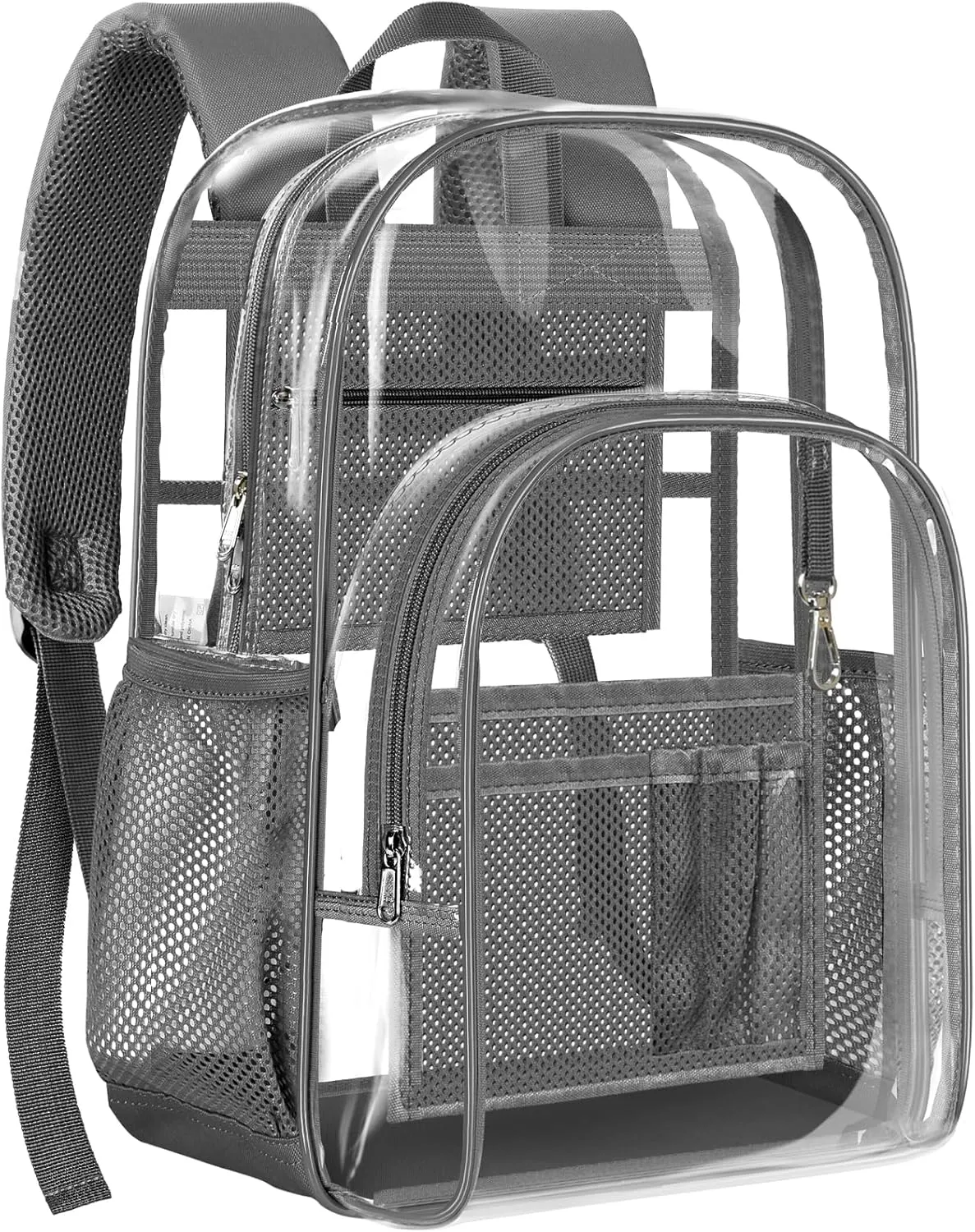 PAMANO Clear Backpack, Heavy Duty Transparent Backpack with Reinforced Bottom See Through for College, Travel, Workplace Security, Gray