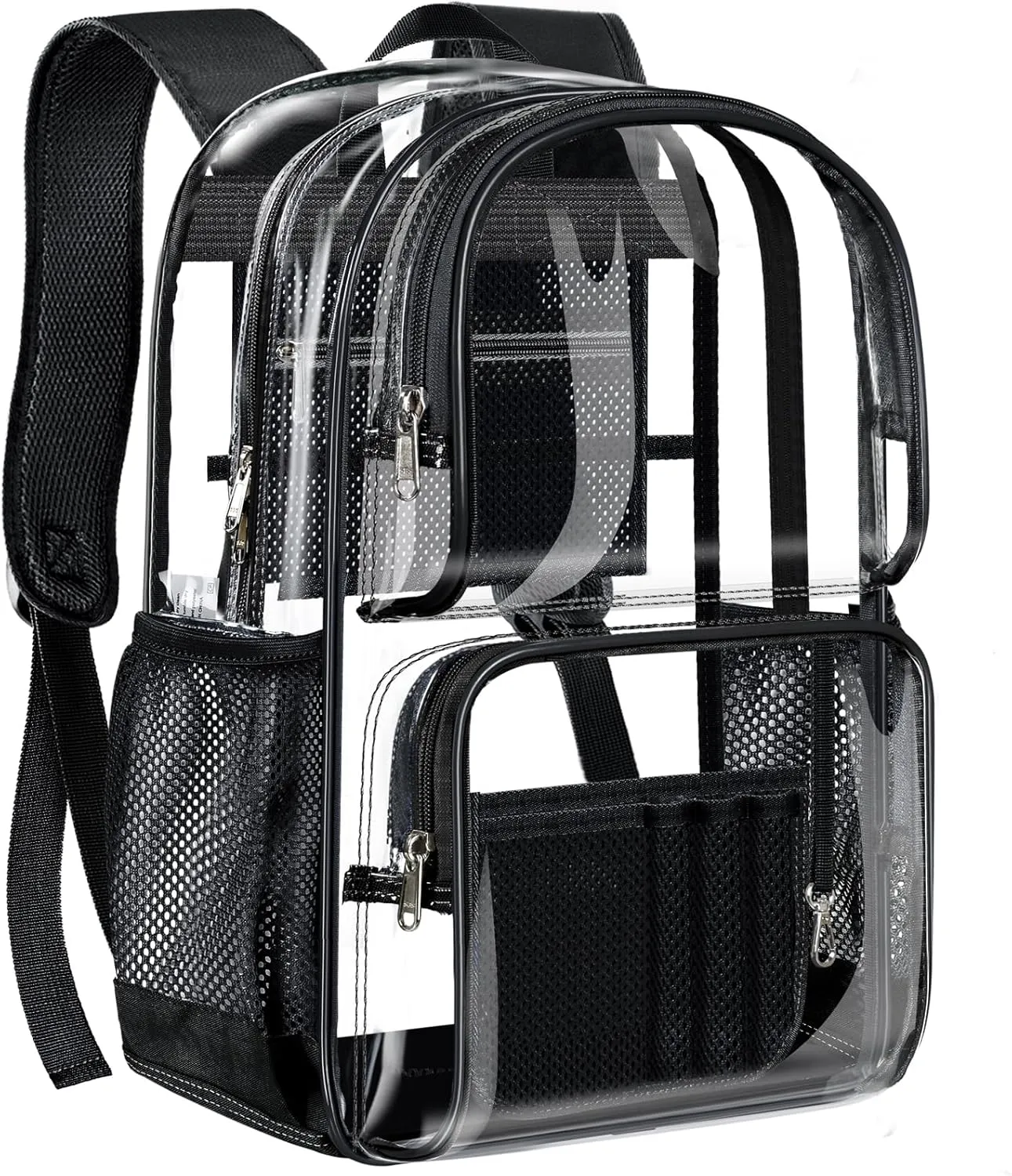 PAMANO Clear Backpack Heavy Duty Transparent See Through Bag for College Work Travel Security,Black