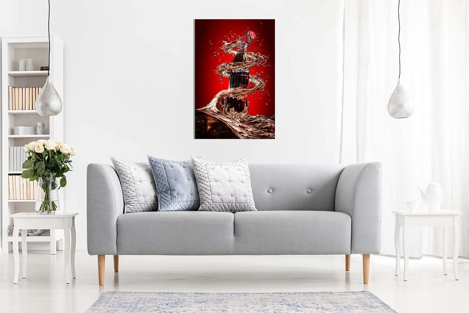 Panther Print Fine Art Prints Coca Cola Splash Drink Artistic Framed Canvas Print, Pictures for Home Walls, Bedroom, Living Room & Bathroom Decor 91x61cm (36x24in)
