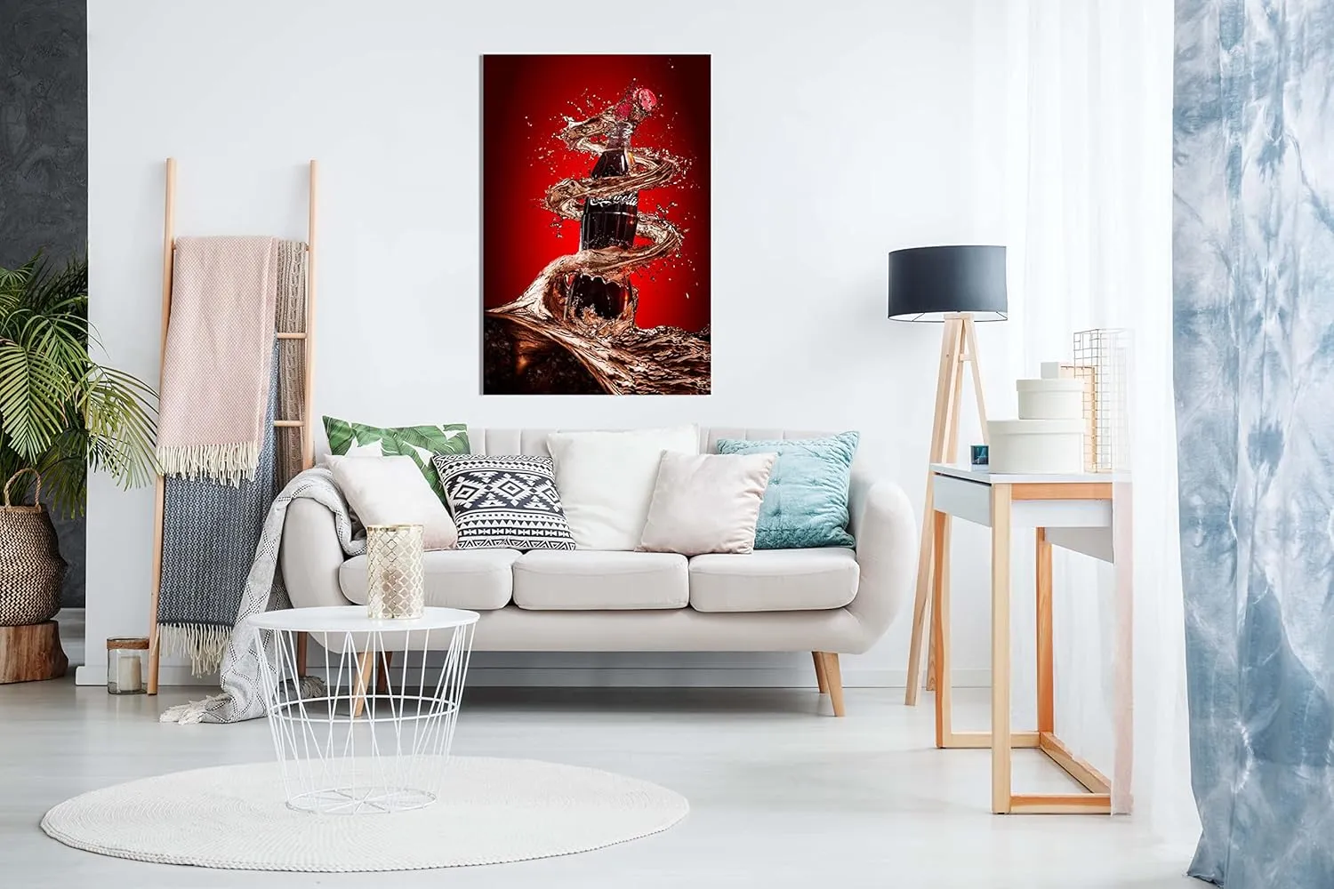 Panther Print Fine Art Prints Coca Cola Splash Drink Artistic Framed Canvas Print, Pictures for Home Walls, Bedroom, Living Room & Bathroom Decor 91x61cm (36x24in)
