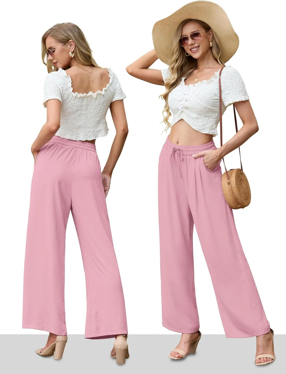 Pants for Women Loose Casual Long Open Front Breathable Pant with Pockets