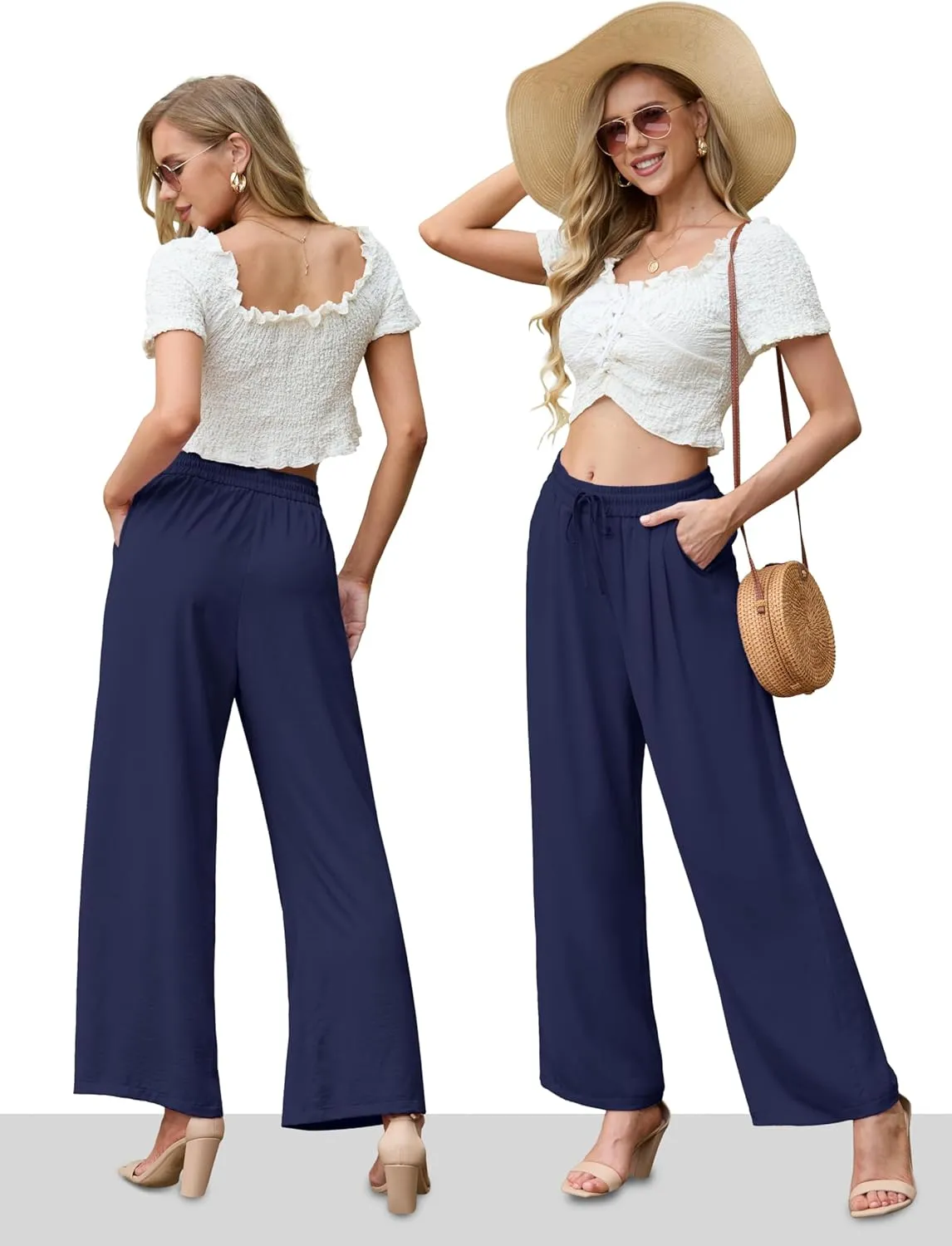 Pants for Women Loose Casual Long Open Front Breathable Pant with Pockets