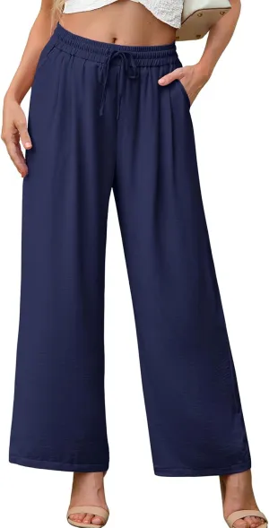 Pants for Women Loose Casual Long Open Front Breathable Pant with Pockets