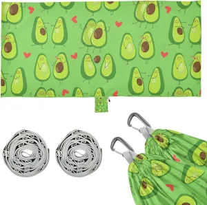 Pattern with Cute Funny Avocado Camping Hammock with Tree Straps, Portable Lightweight Parachute Hammocks Camping Accessories Gear for Indoor Outdoor Backpacking Travel Hiking Beach