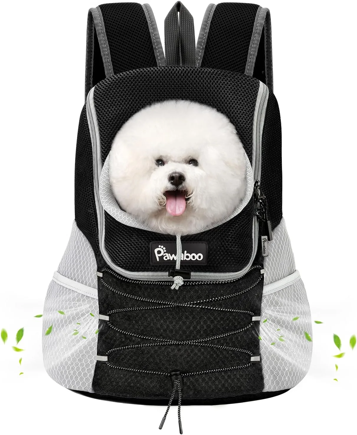 Pawaboo Pet Dog Carrier Backpack, Puppy Dog Travel Front Carrier for Small Medium Dogs Cats, Adjustable Breathable Dog Carrying Backpack with Safety Strips for Hiking, Walking (Black L Up to 14 lbs)