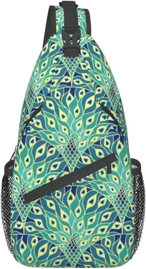 Peacock Shoulder Bag Cute Sling Backpack Daypack Casual Feather Hiking Bag Womens Backpack Bag Animal Bag