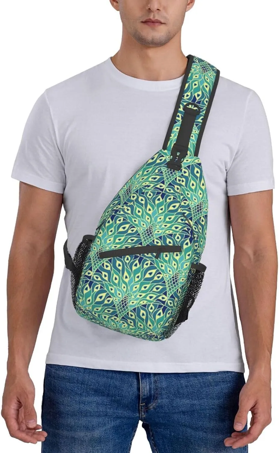 Peacock Shoulder Bag Cute Sling Backpack Daypack Casual Feather Hiking Bag Womens Backpack Bag Animal Bag