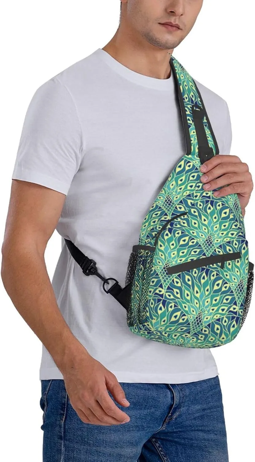 Peacock Shoulder Bag Cute Sling Backpack Daypack Casual Feather Hiking Bag Womens Backpack Bag Animal Bag