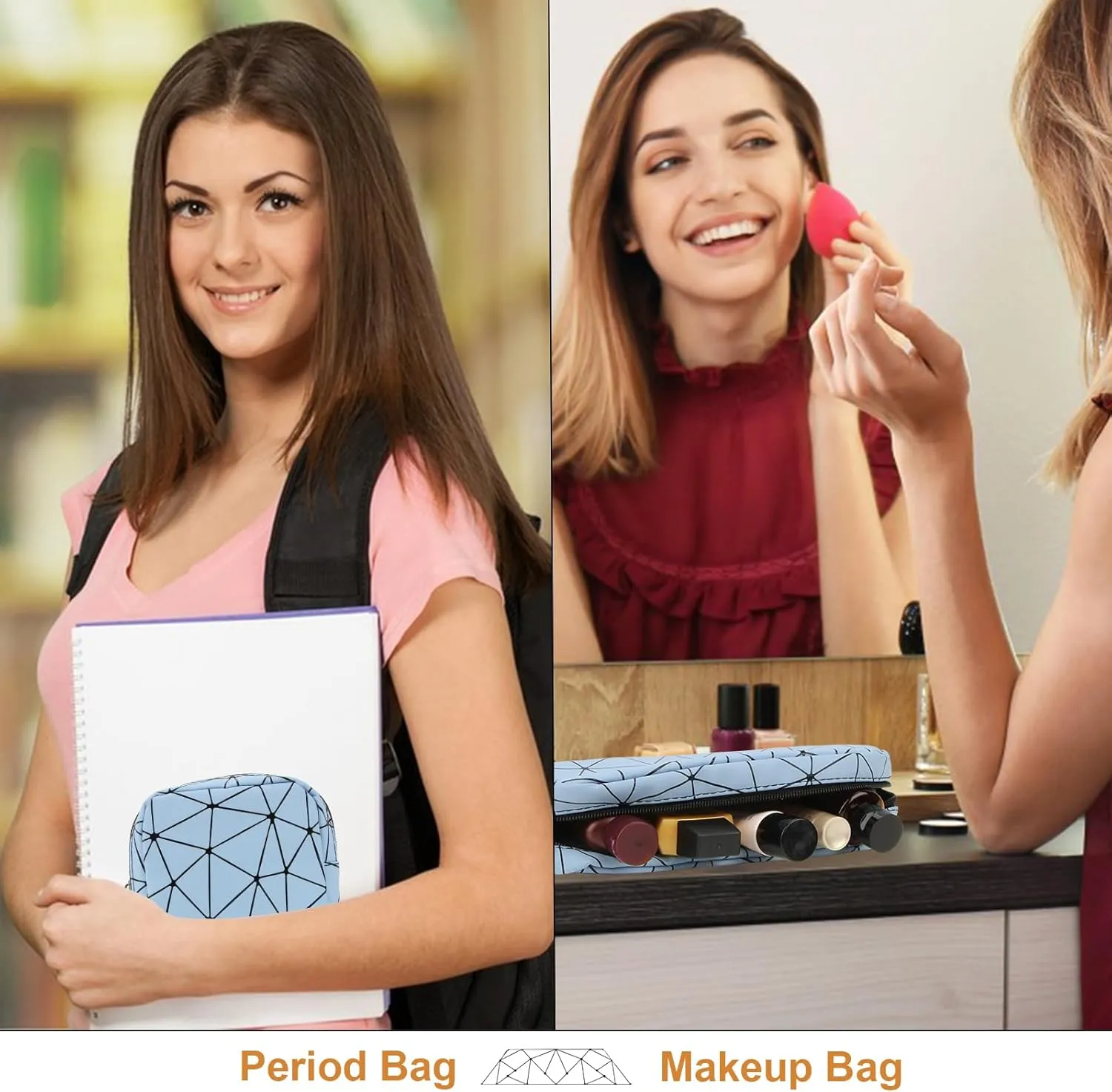 Period Bag for Teen Girls, Leather Sanitary Napkin Storage Bag, Portable Menstrual Pad Bag Period Pads Pouch, Small Make Up Bags