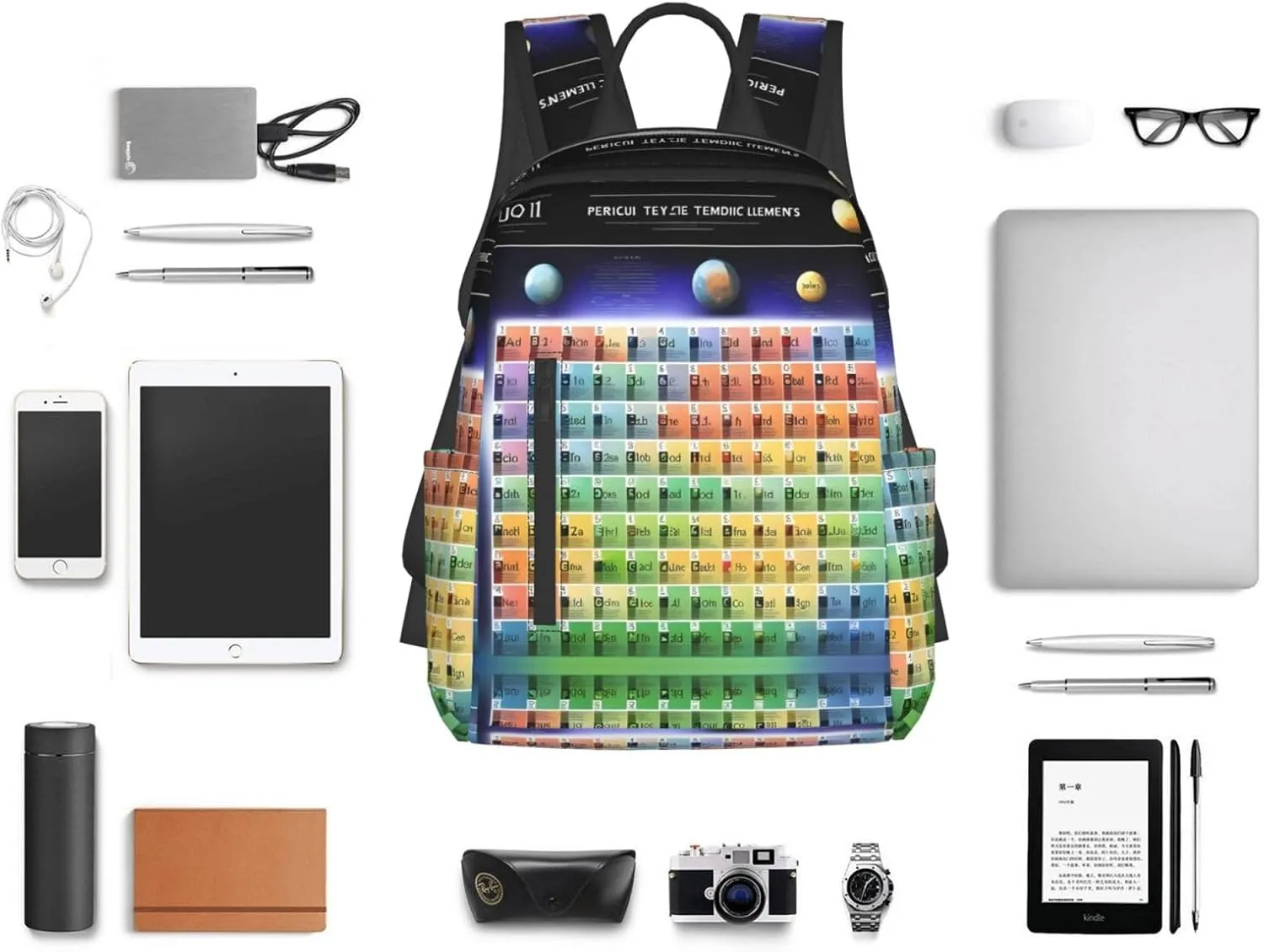 Periodic Table Of Elements Print Lightweight Backpack, Travel Bookbag College Bag,Laptop Backpack For Men Women