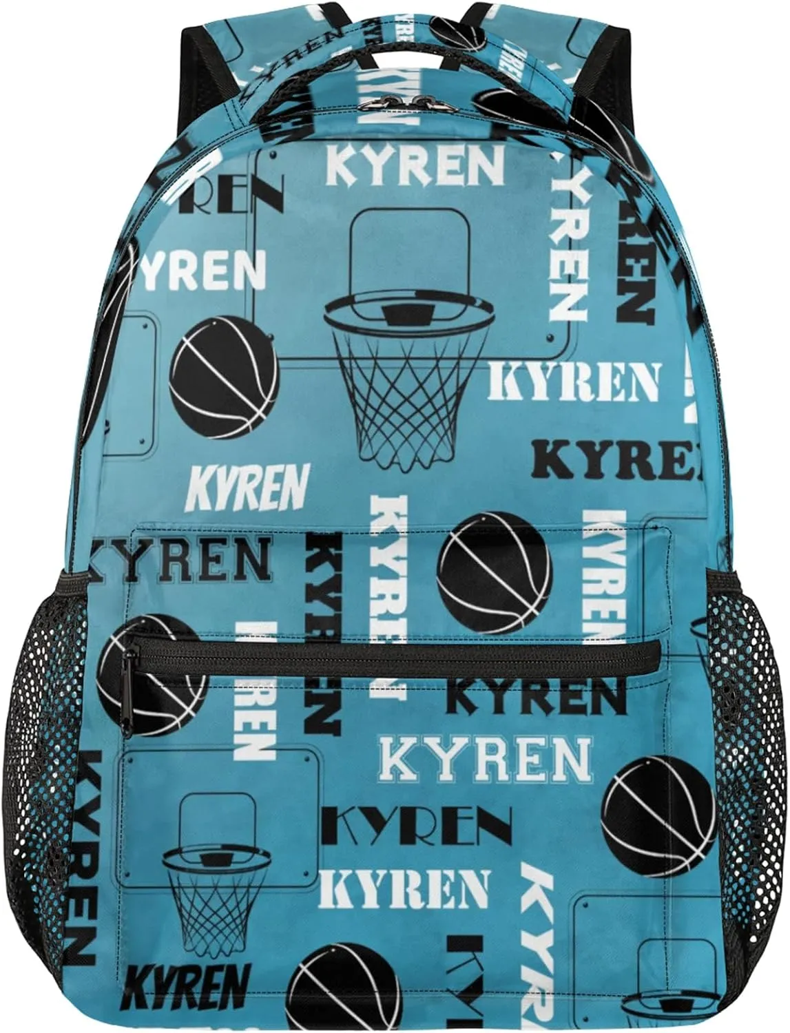 Personalized Basketball Backpack for Men Women, Custom Name Laptop Backpack, Customized Sports Bag Lightweight Daypack for Travel Camping, Dark Blue