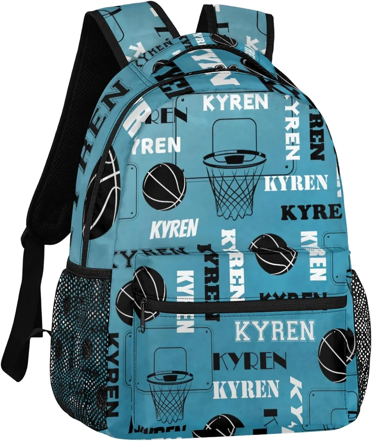 Personalized Basketball Backpack for Men Women, Custom Name Laptop Backpack, Customized Sports Bag Lightweight Daypack for Travel Camping, Dark Blue