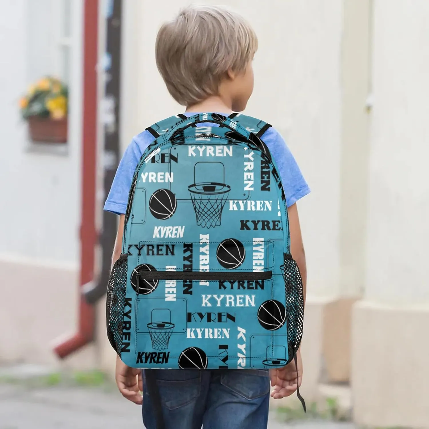 Personalized Basketball Backpack for Men Women, Custom Name Laptop Backpack, Customized Sports Bag Lightweight Daypack for Travel Camping, Dark Blue